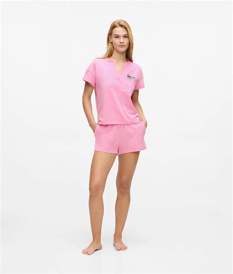 Ikon short pajama set | Begonia Pink | Women | KARL LAGERFELD