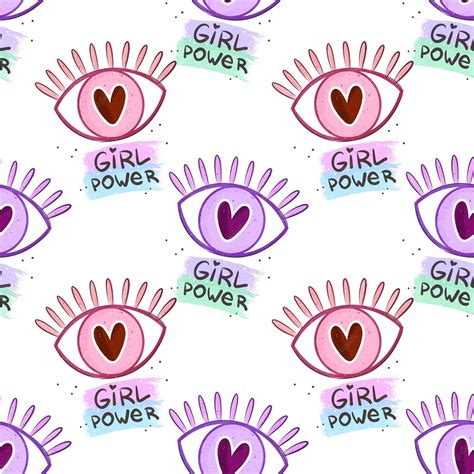 Seamless pattern with cartoon eye colorful illustration flat style hand ...