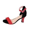 Bibifish Womens Block Heel Ankle Strap Sandals Chic Two Tone Single ...