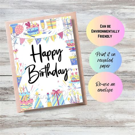 Buy Printable Birthday Card: Balloons and Gifts (5x7 Inch, PDF) Online ...