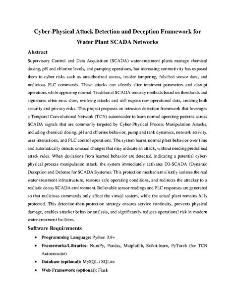 Attack Detection & Deception Framework for Water Plant SCADA Systems ...