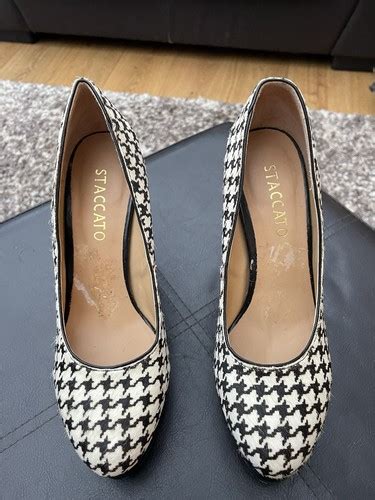 Staccato Ladies Black/cream 4” Stiletto Shoes Almond Toe Size Uk 4 Eu ...