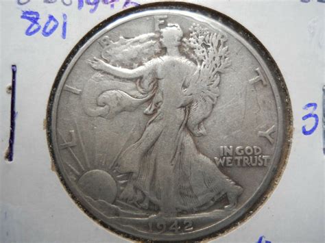 1942 (P) Walking Liberty Half Dollar DDR Doubled Die Reverse Fine Grade ...