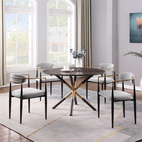 FARATI White Contemporary/Modern Dining Room Set with Round Table ...