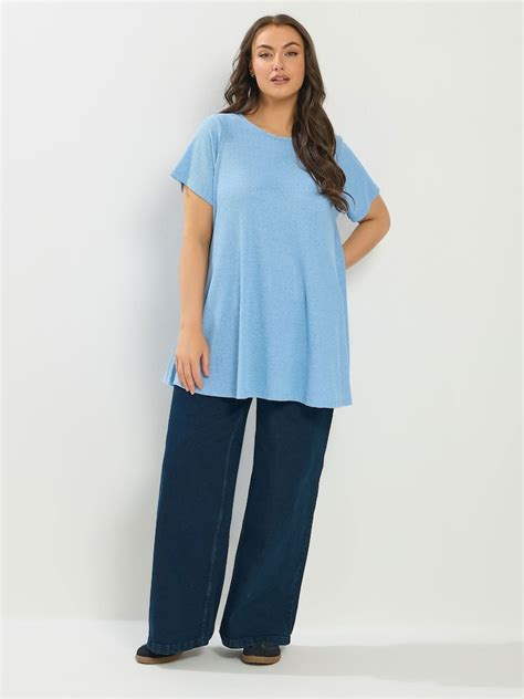 Buy Yours Curve Blue Soft Touch Ribbed T-Shirt from Next India