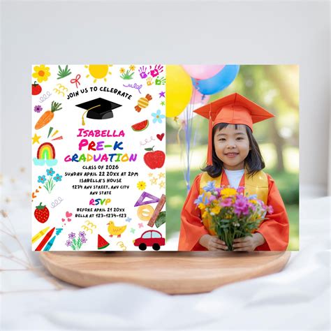 Pre K Graduation Invitation With Photo Pre K Graduation Annoucement ...