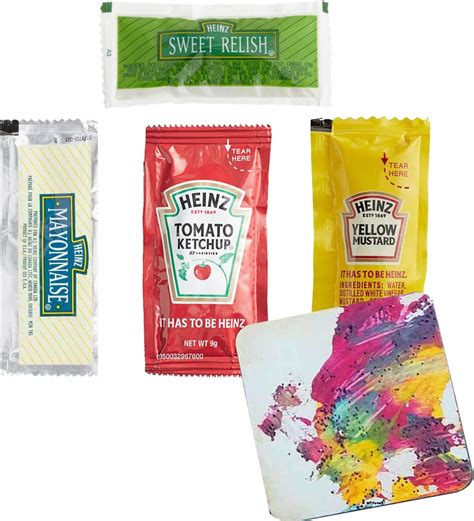 200 Sachets à Condiments - 50 Mayo, 50 Ketchup, 50 Moutarde, 50 Relish ...