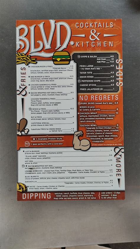 Blvd. Cocktails Kitchen Menu (Full Menu Update 2026)