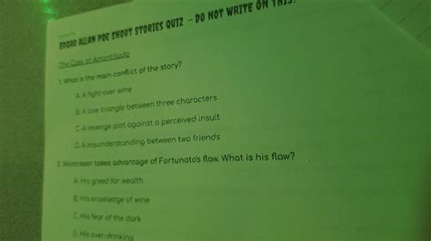 Solved: edgar Allan Poe Short stories quiz - do not writ o tr The Cask of Amontillado 1. What is ...