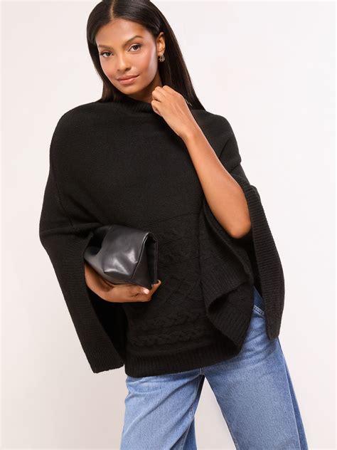 Buy Lipsy Black Cosy Cable Knit Poncho from Next India