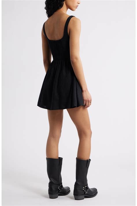 BP. Corset Fit & Flare Linen Blend Minidress (Women) | Nordstromrack