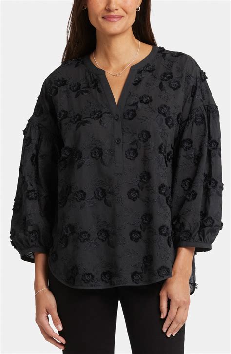 NYDJ Paulina Floral Embroidered Peasant Top | Nordstromrack