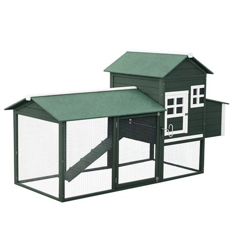 84" Wooden Chicken Coop, Hen House Outdoor with Run Nesting Box ...