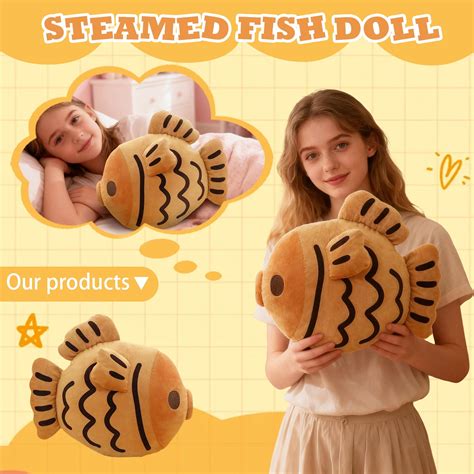 13.8 Inches Cute Taiyaki Stuffed Animal Pillow Taiyaki Fish Plush Soft ...