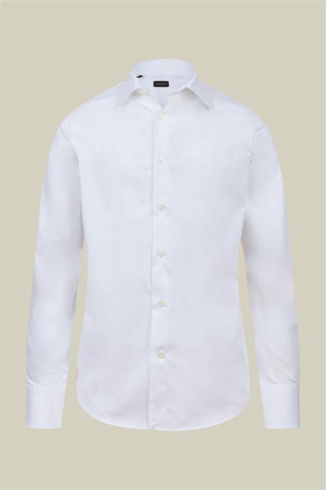 Men's regular fit classic shirt in plain 100% cotton twill fabric with ...