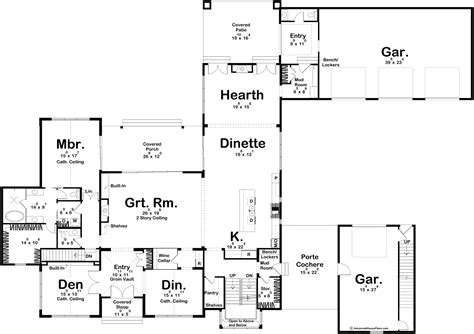 G7878-A Modern Cottage First Floor Plan, 5 Bedrooms, 4 Bathrooms, 2 ...