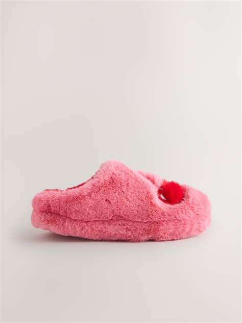 Buy Pink Cherry Faux Fur Mule Slippers from Next Nigeria