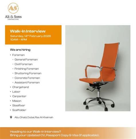 Ali & Sons Contracting Walk-In Interview 2026 | Construction Jobs in ...