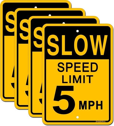 Slow Down Speed Limit 5MPH Sign (4 Pack),18 x 12 Inches Sturdy Rust ...