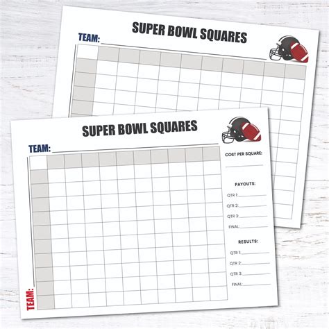 2026 Super Bowl Squares Printable Pdf