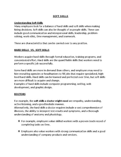 SOFT SKILLS: Understanding Their Importance in the Workplace - Studocu