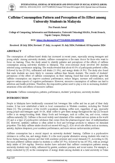 Caffeine Consumption Patterns and Perceptions Among University Students ...
