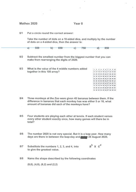 2020 Year 8 Math Practice Questions and Problems - Studocu