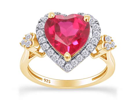 AFFY Simulated Pink and White Sapphire Heart Engagement Anniversary ...