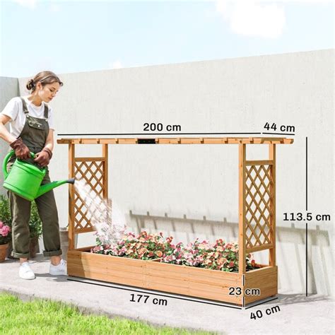 Outsunny Jardinieră înălțată cu spalier lateral și superior, jardinieră ...