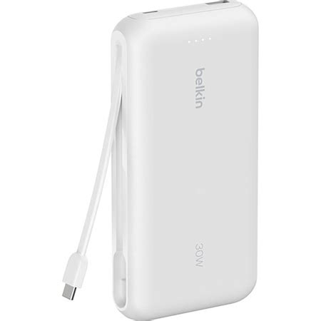Belkin BoostCharge 30W 20000mAh Power Bank with Integrated USB-C Cable ...