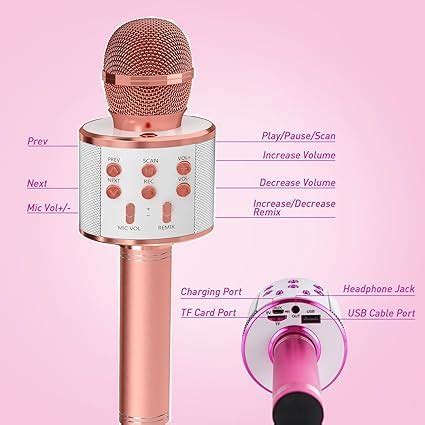 Kids Karaoke Microphone with Speaker | Wireless Bluetooth Mic for Sing ...