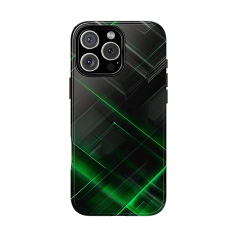 Black Green Glow Vector Lines Abstract Phone Case for iPhone 17 to 11 ...