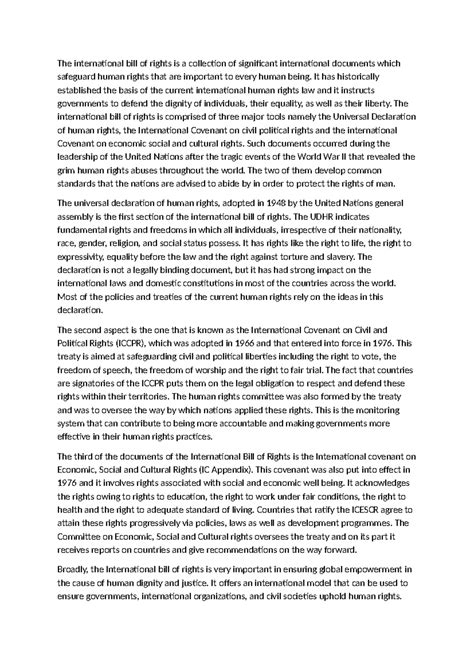 International Bill of Rights Overview: Key Documents & Impact - Studocu