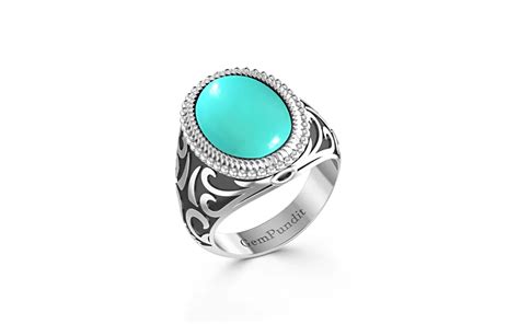 Turquoise (Iran) Sterling Silver Ring (Design AC16) | GemPundit