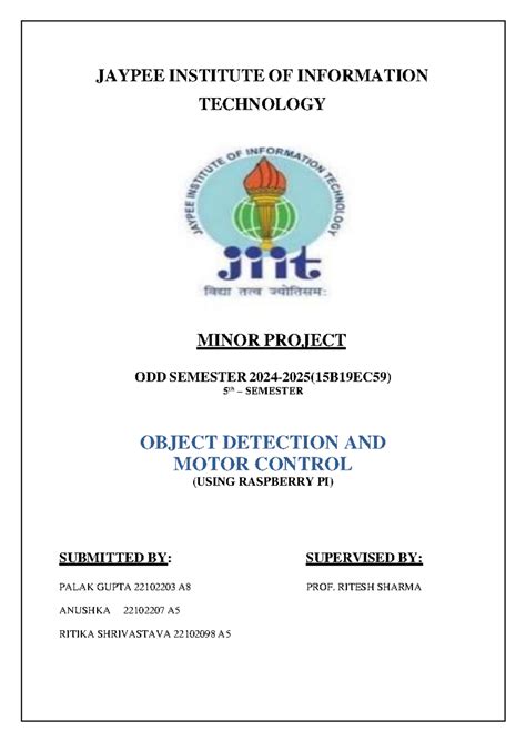 Object Detection & Motor Control Project (5th Sem, JIIT) - Studocu