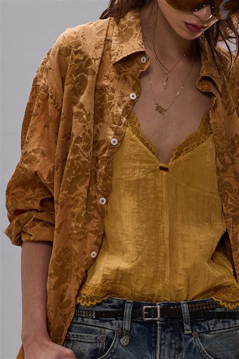 BOYFRIEND BUTTON UP - ORANGE FLORAL - R13