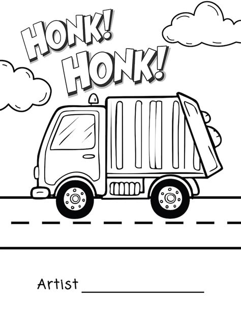 Garbage Truck Coloring Page | Trash Truck Birthday Party Activity ...