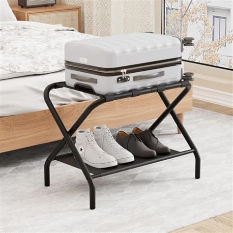 Heavy Duty Metal Powder Coated Foldable Luggage Rack Stand for Suitcase ...