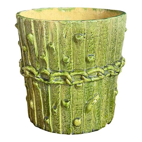 19th Century English Glazed Faux Bois Planter | Chairish