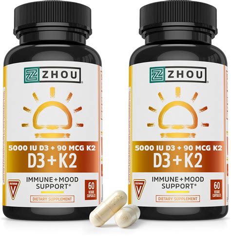 Amazon.com: ZHOU D3+K2 - Vitamin D3 K2 Supplement for Women & Men, Immune Support VIT D3 and K2 ...
