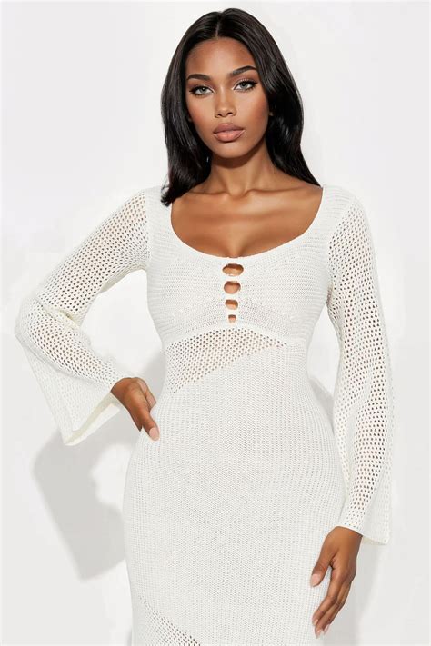 Penny Long Sleeve Crochet Maxi Dress - White | Fashion Nova
