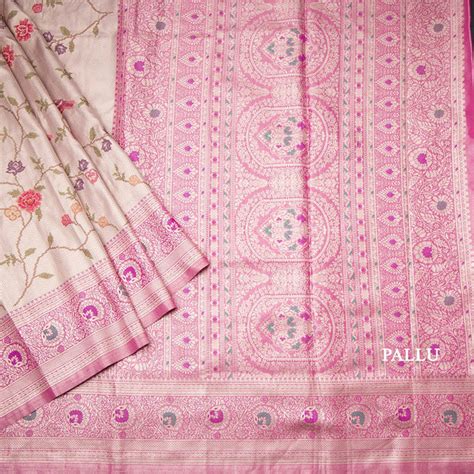 Fancy Silk Light Brown Stylish Thread Work Saree With Zari Border ...