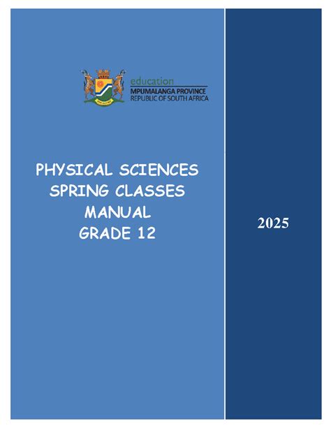 2025 PHYSICAL SCIENCES MANUAL MP: SPRING CLASS GUIDELINES - Studocu