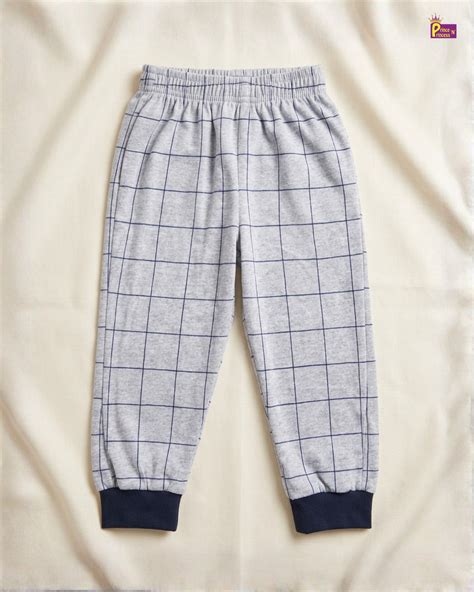 Kids Cotton Checked Summer Wear Trousers in Grey - Prince N Princess