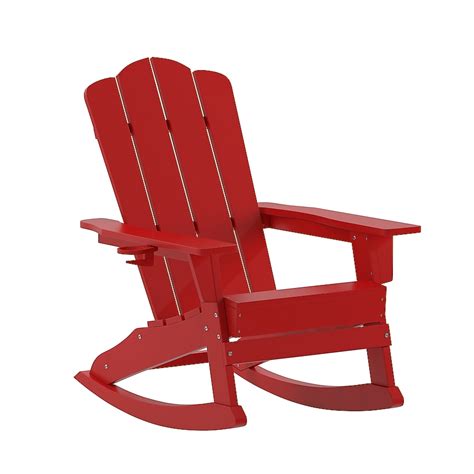 Merrick Lane Nassau Adirondack Rocking Chair with Cup Holder; Weather ...