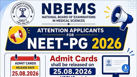 NEET PG 2026 Admit Card Release Postponed To August 25; Check Details ...