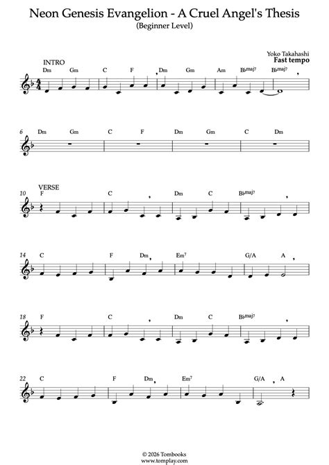 Neon Genesis Evangelion - A Cruel Angel's Thesis (Beginner Level) (Yoko ...