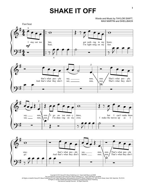 Shake It Off (Download) » Sheet Music for Piano