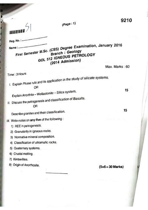 M.Sc. (CSS) Geology Exam Papers Compilation (2016-2019) - Studocu