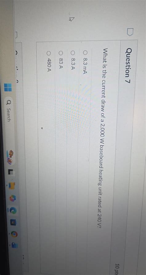 What is the current draw of a 2,000 W